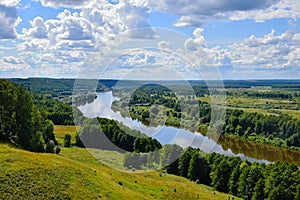 Beautiful landscape of the Klyazma river in summer photo